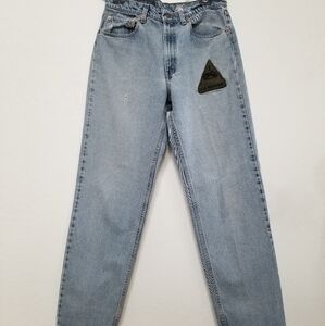Levis 555 Jeans Womens Size 33 Light Wash Mom High Rise Waist Tapered Patch.